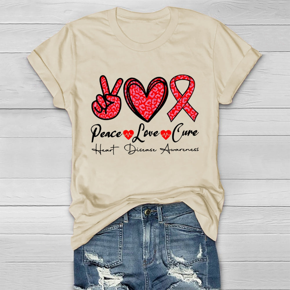 Peace Love Cure Heart Disease Awareness  T-shirt
