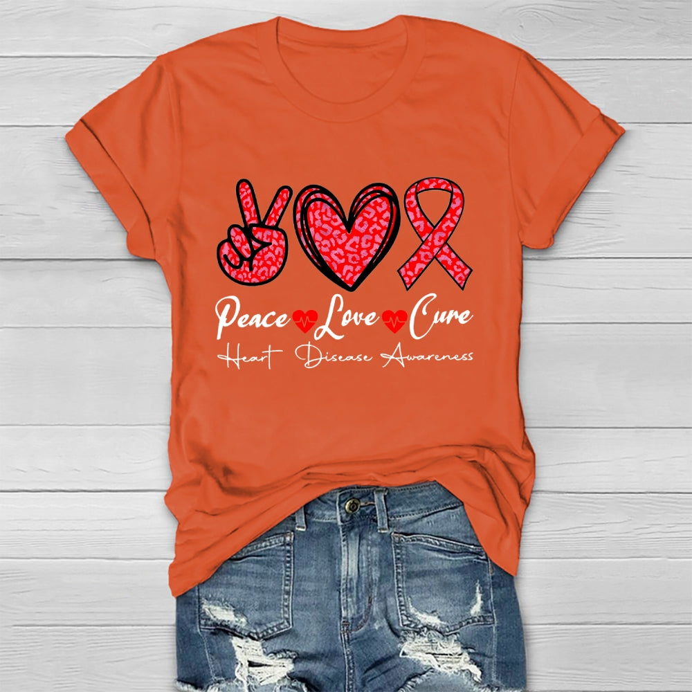 Peace Love Cure Heart Disease Awareness  T-shirt