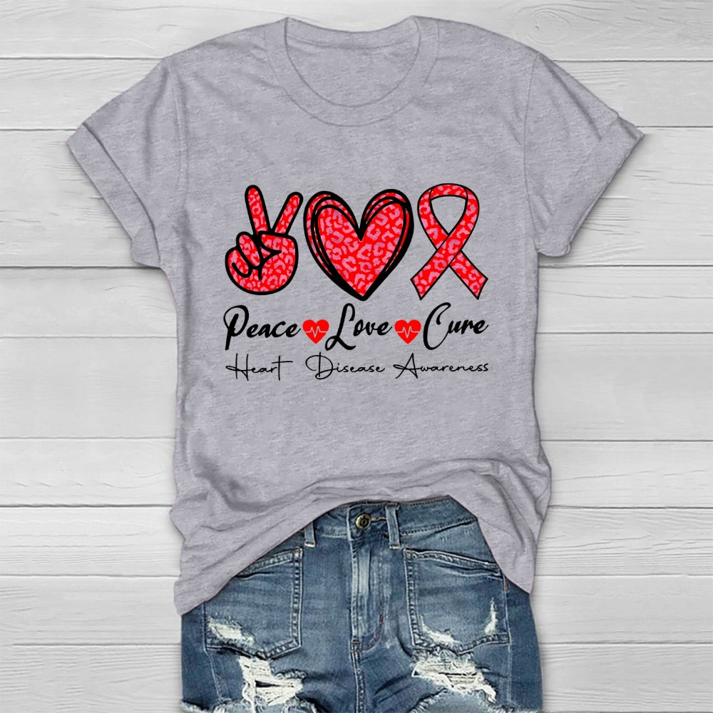 Peace Love Cure Heart Disease Awareness  T-shirt