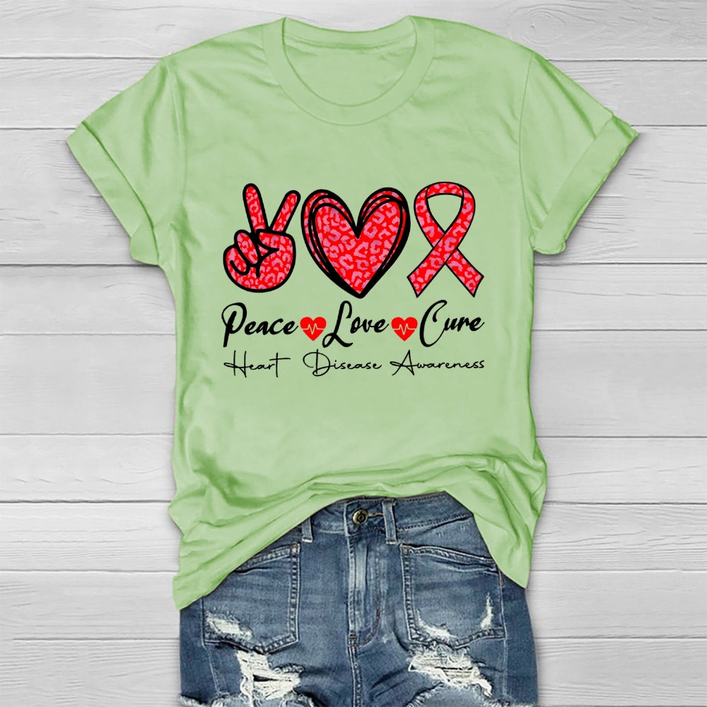 Peace Love Cure Heart Disease Awareness  T-shirt