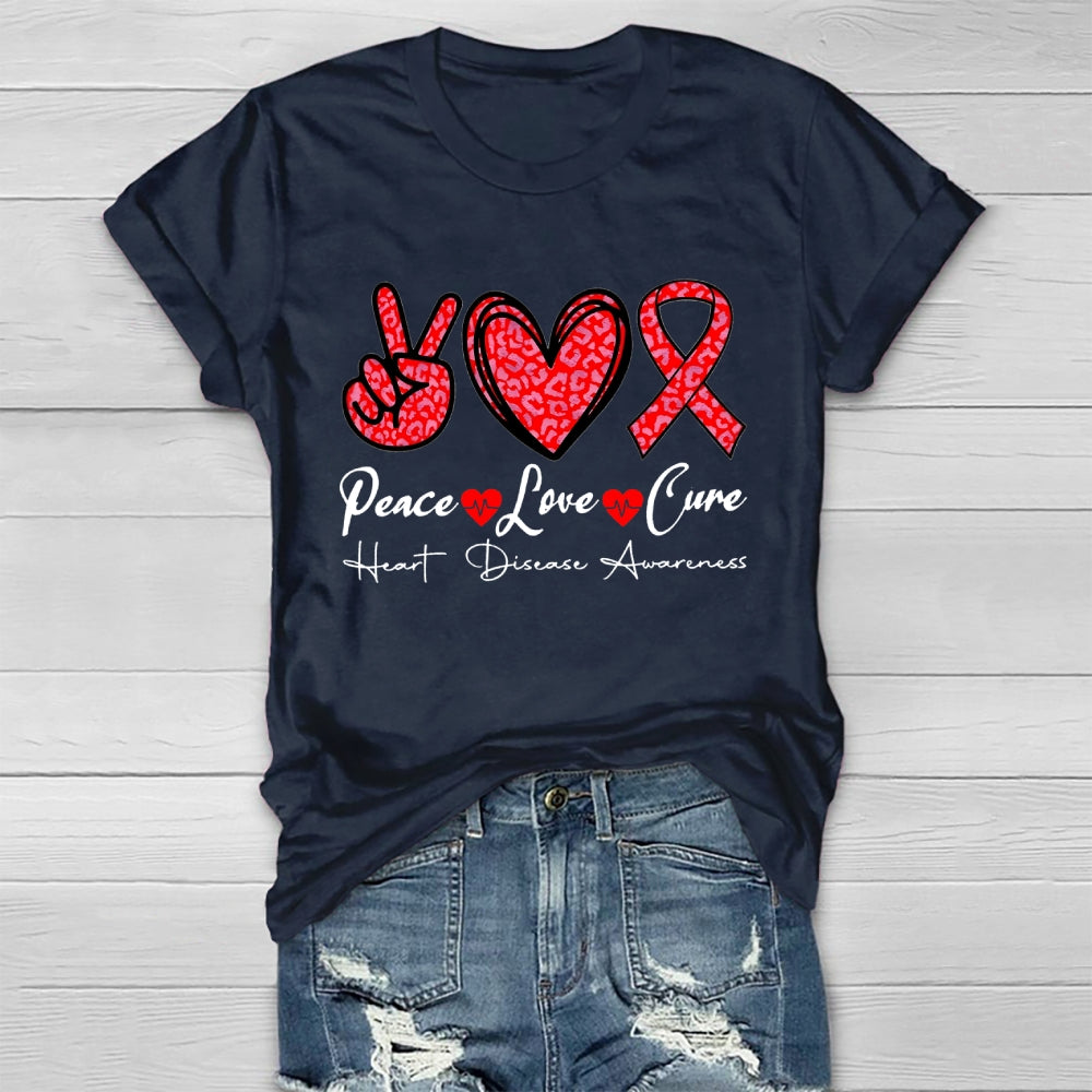 Peace Love Cure Heart Disease Awareness  T-shirt