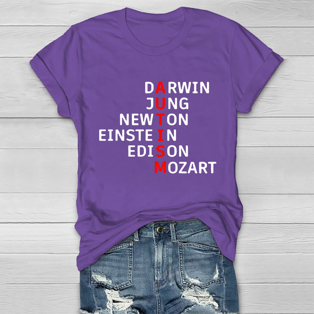 Autism Darwin Jung Newton Einstein Edison Mozart T-shirt