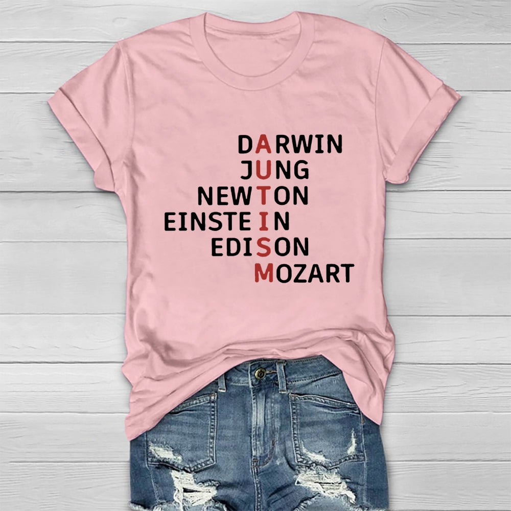 Autism Darwin Jung Newton Einstein Edison Mozart T-shirt