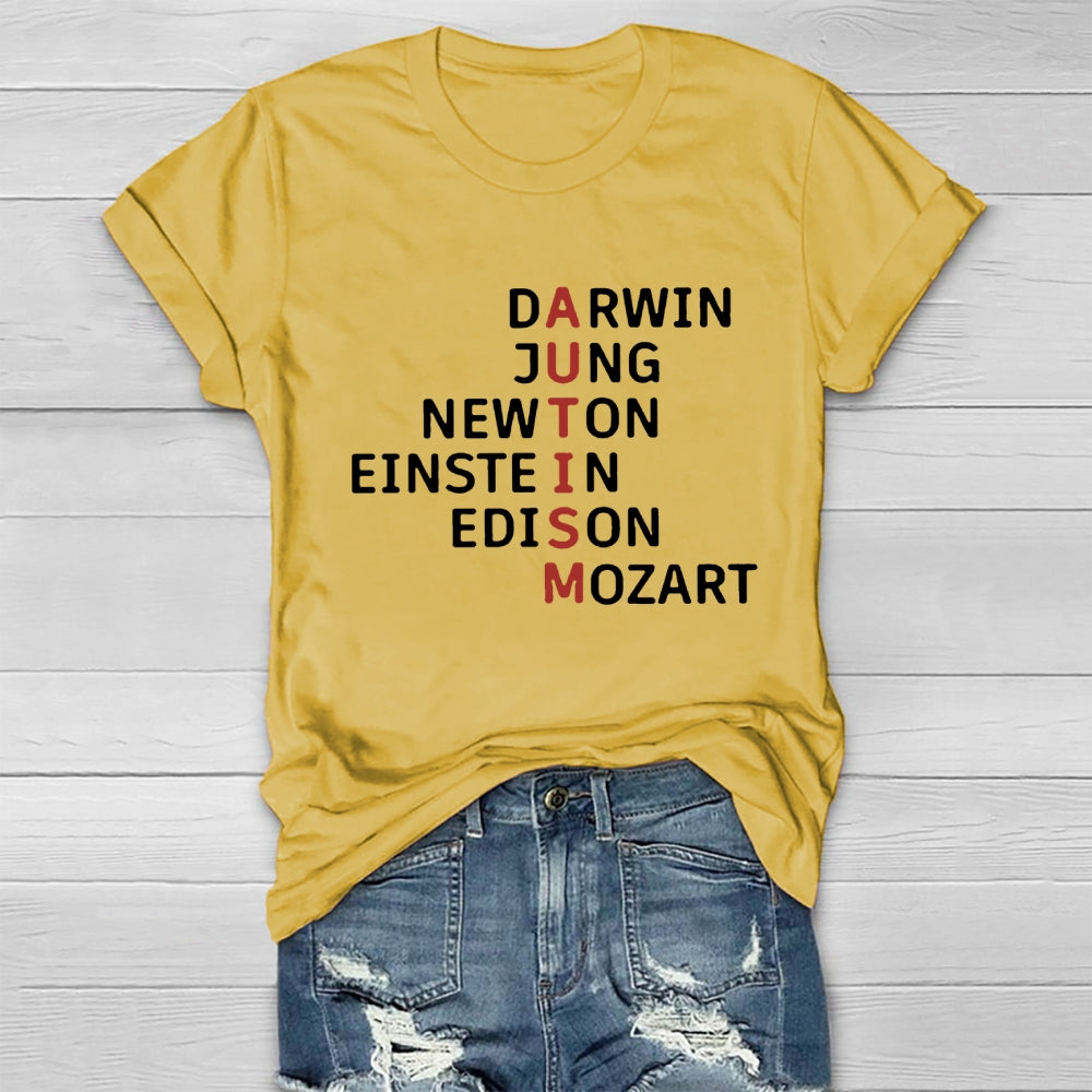 Autism Darwin Jung Newton Einstein Edison Mozart T-shirt