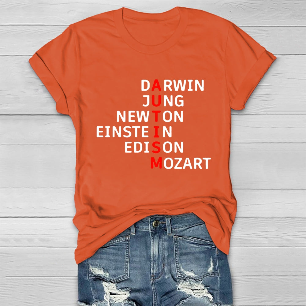Autism Darwin Jung Newton Einstein Edison Mozart T-shirt
