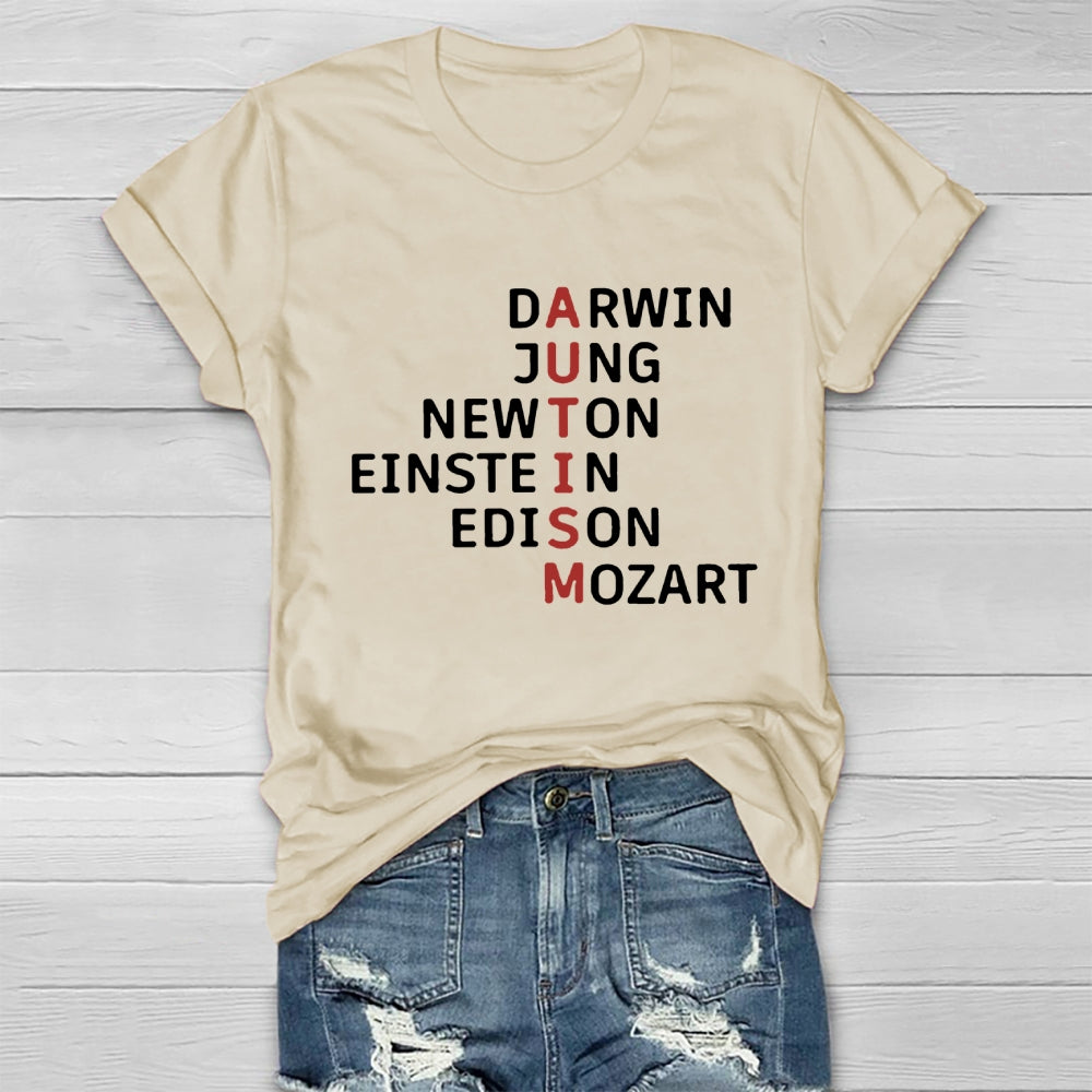 Autism Darwin Jung Newton Einstein Edison Mozart T-shirt