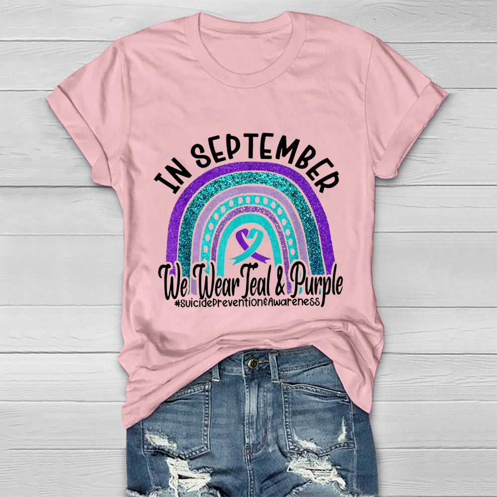 In September We Wear Teal Purple Ribbon Suicide Prevention T-shirt