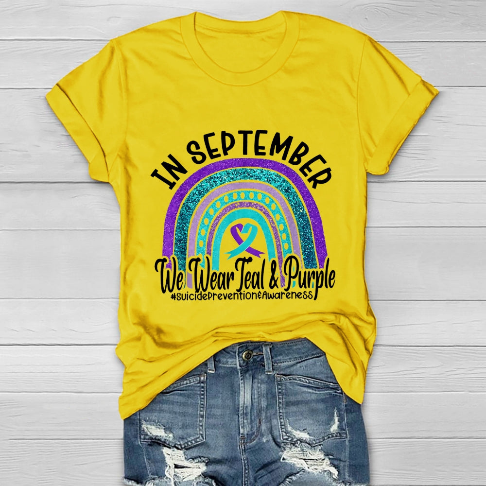In September We Wear Teal Purple Ribbon Suicide Prevention T-shirt
