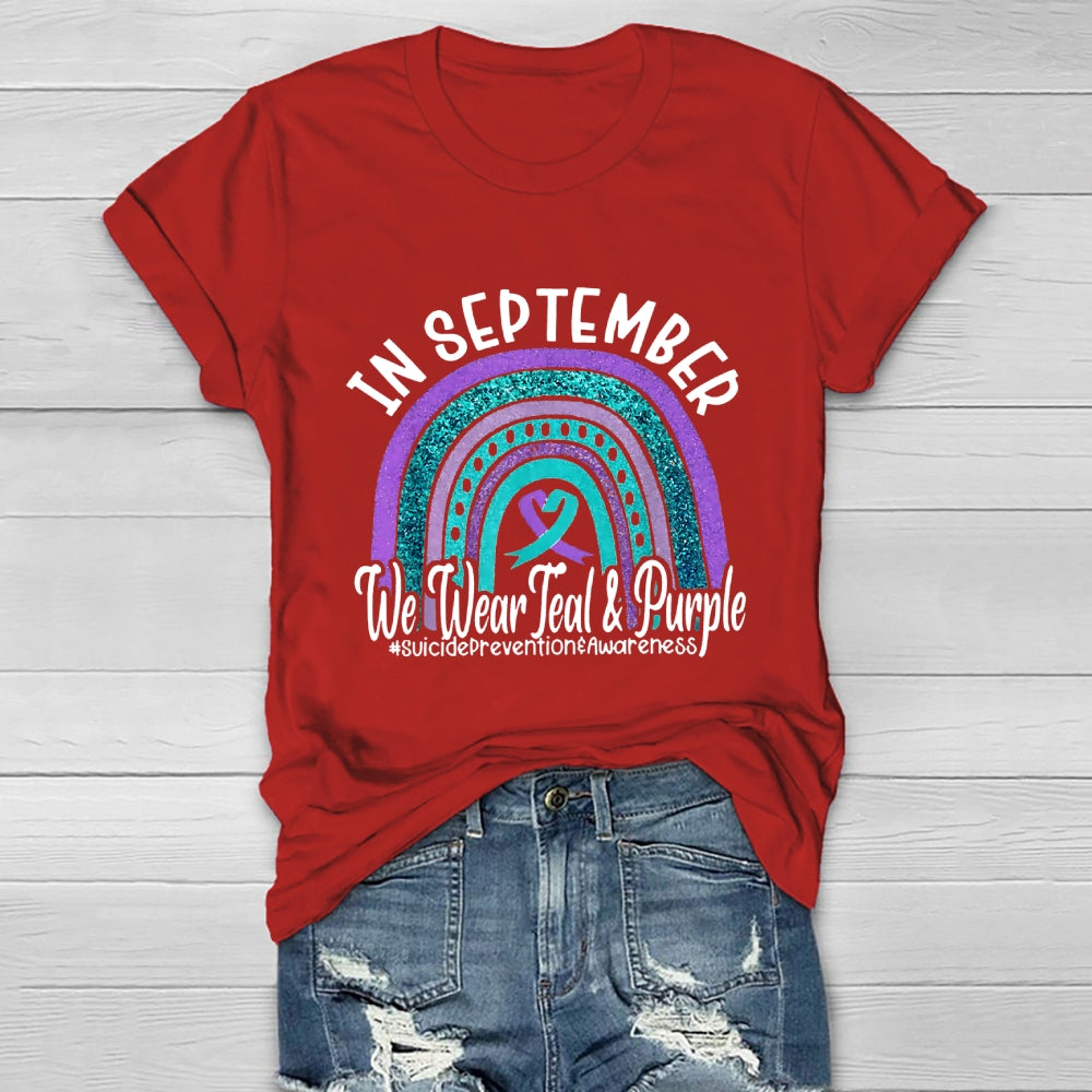In September We Wear Teal Purple Ribbon Suicide Prevention T-shirt