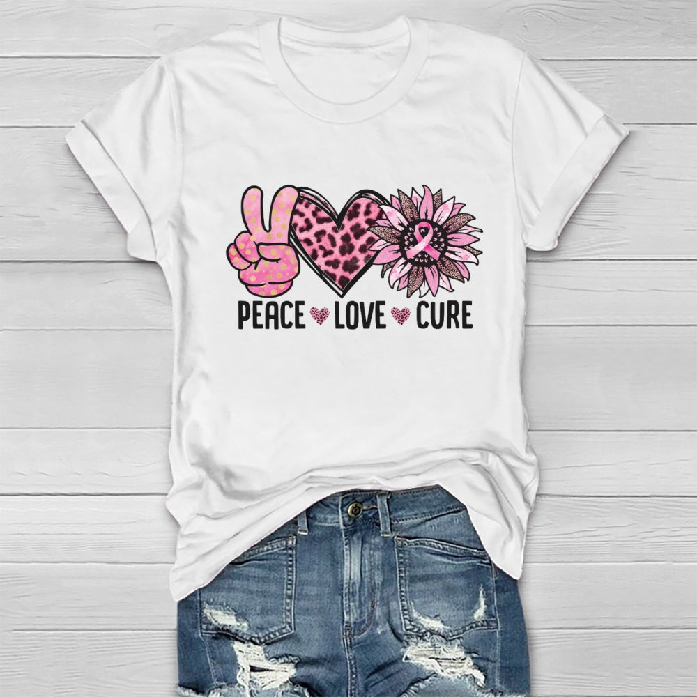 Peace Love Cure Pink Heart T-shirt