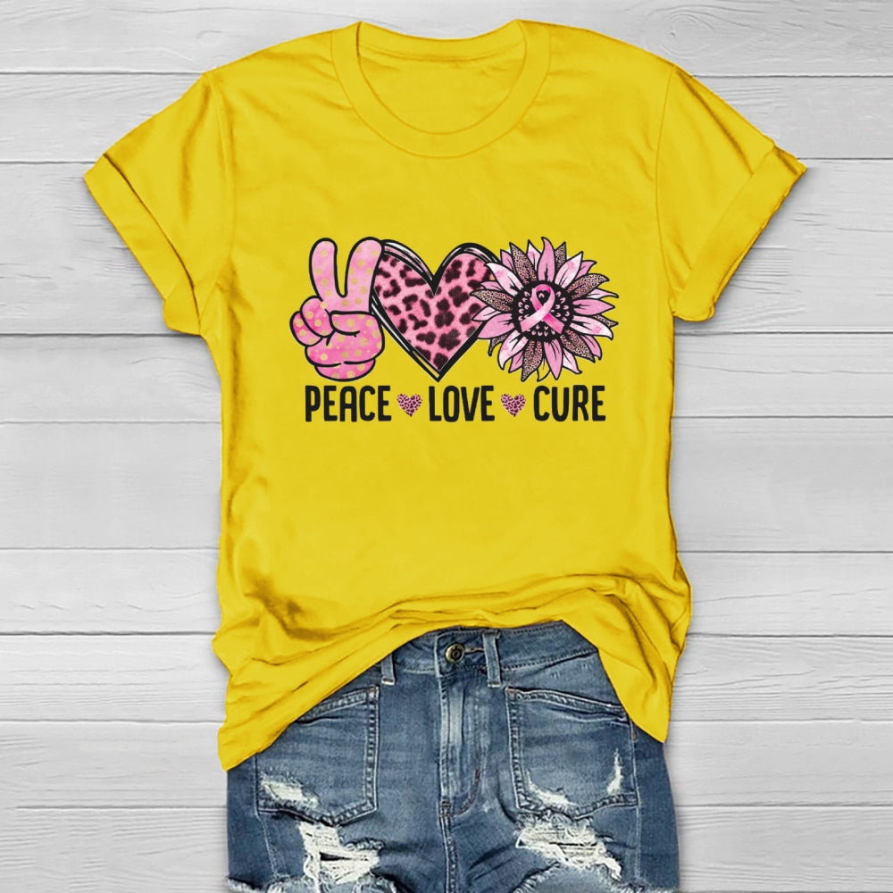Peace Love Cure Pink Heart T-shirt
