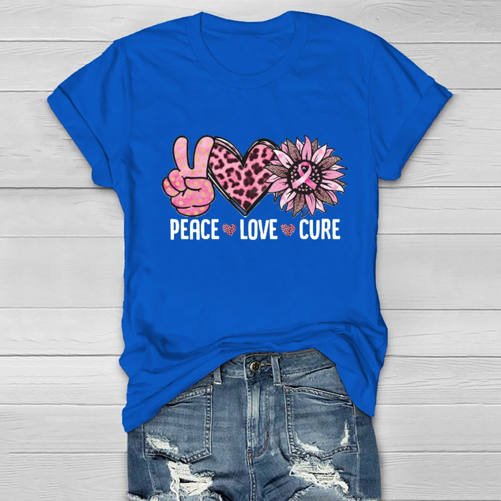 Peace Love Cure Pink Heart T-shirt