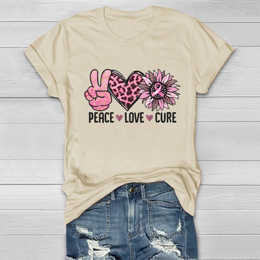 Peace Love Cure Pink Heart T-shirt