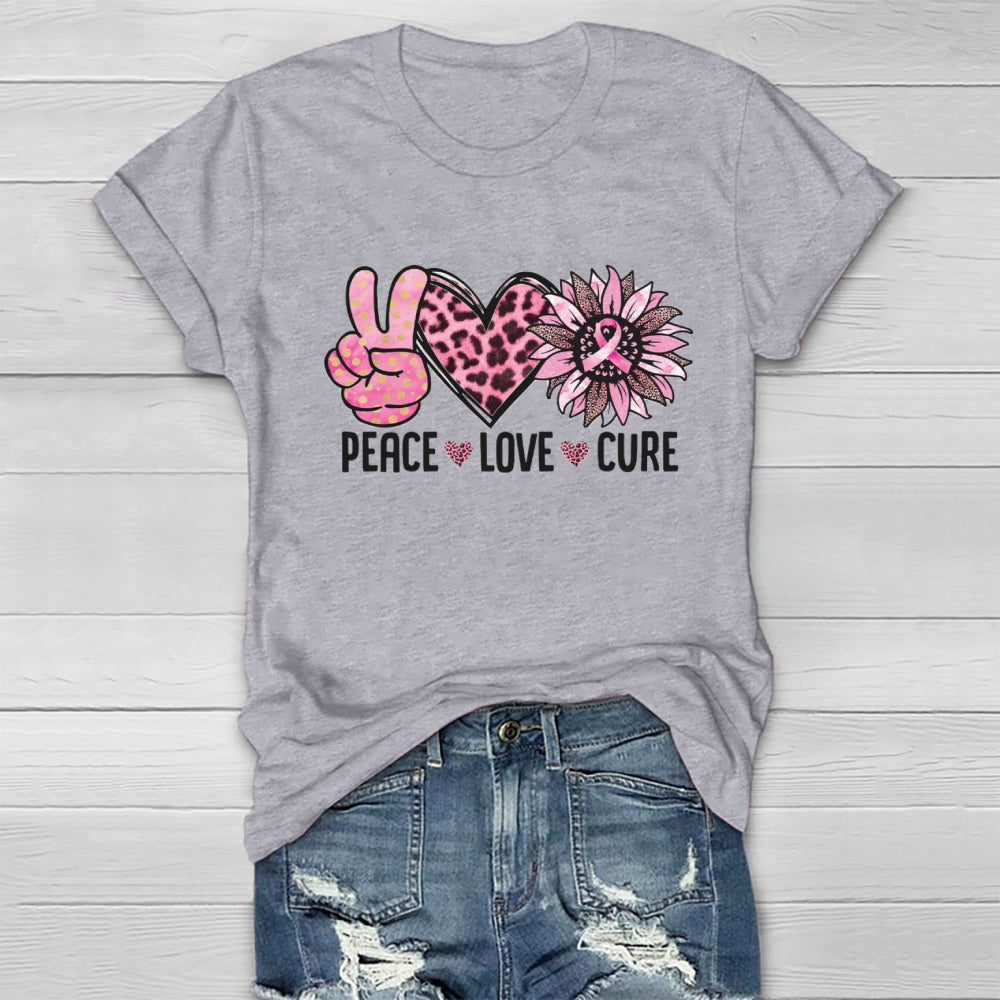 Peace Love Cure Pink Heart T-shirt