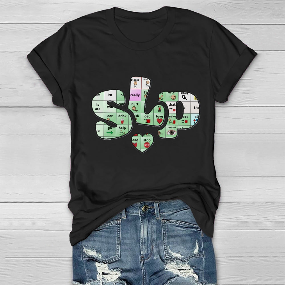 SLP Alphabet Fonts And Hearts T-shirt