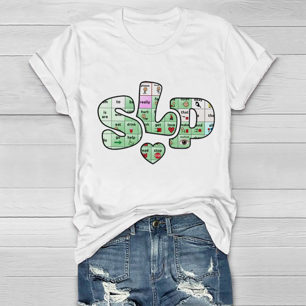 SLP Alphabet Fonts And Hearts T-shirt