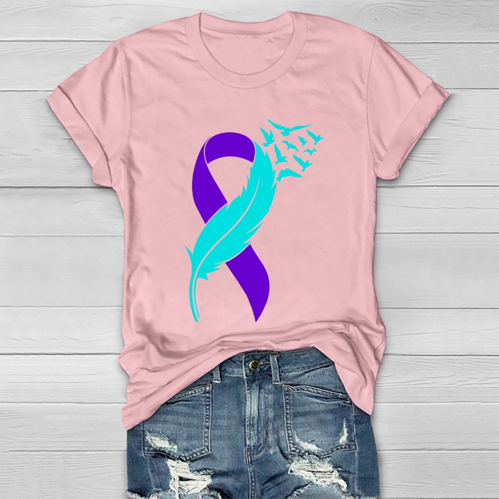 Suicide Prevention Awareness Teal Purple Ribbon  T-shirt