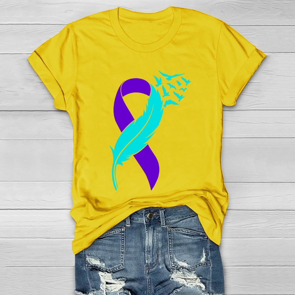 Suicide Prevention Awareness Teal Purple Ribbon  T-shirt