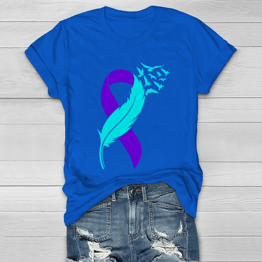 Suicide Prevention Awareness Teal Purple Ribbon  T-shirt