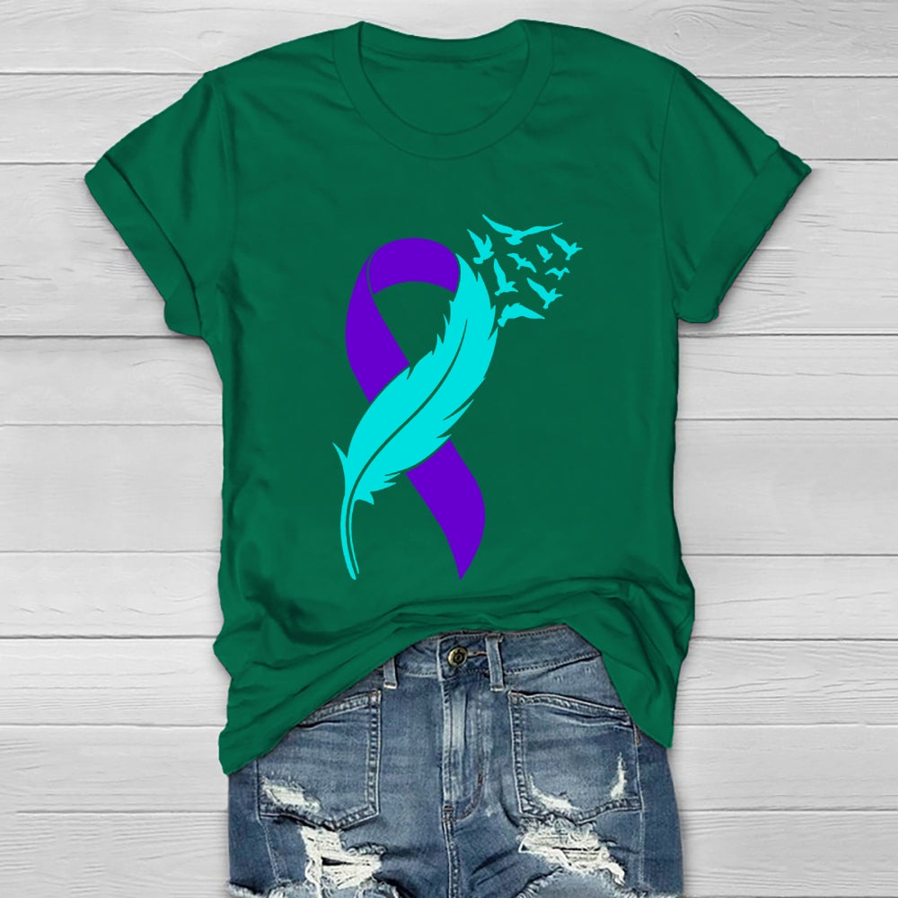 Suicide Prevention Awareness Teal Purple Ribbon  T-shirt