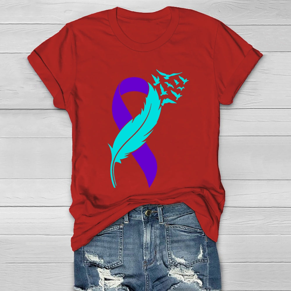 Suicide Prevention Awareness Teal Purple Ribbon  T-shirt