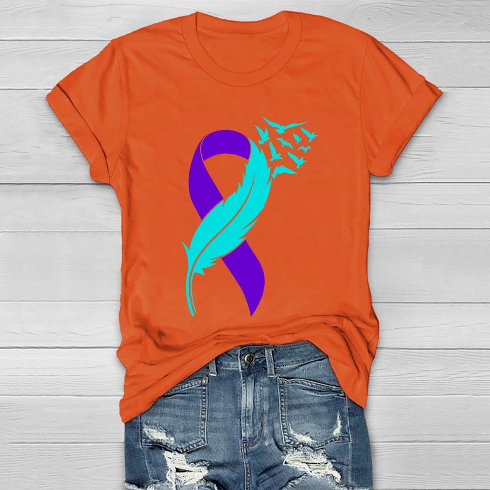 Suicide Prevention Awareness Teal Purple Ribbon  T-shirt