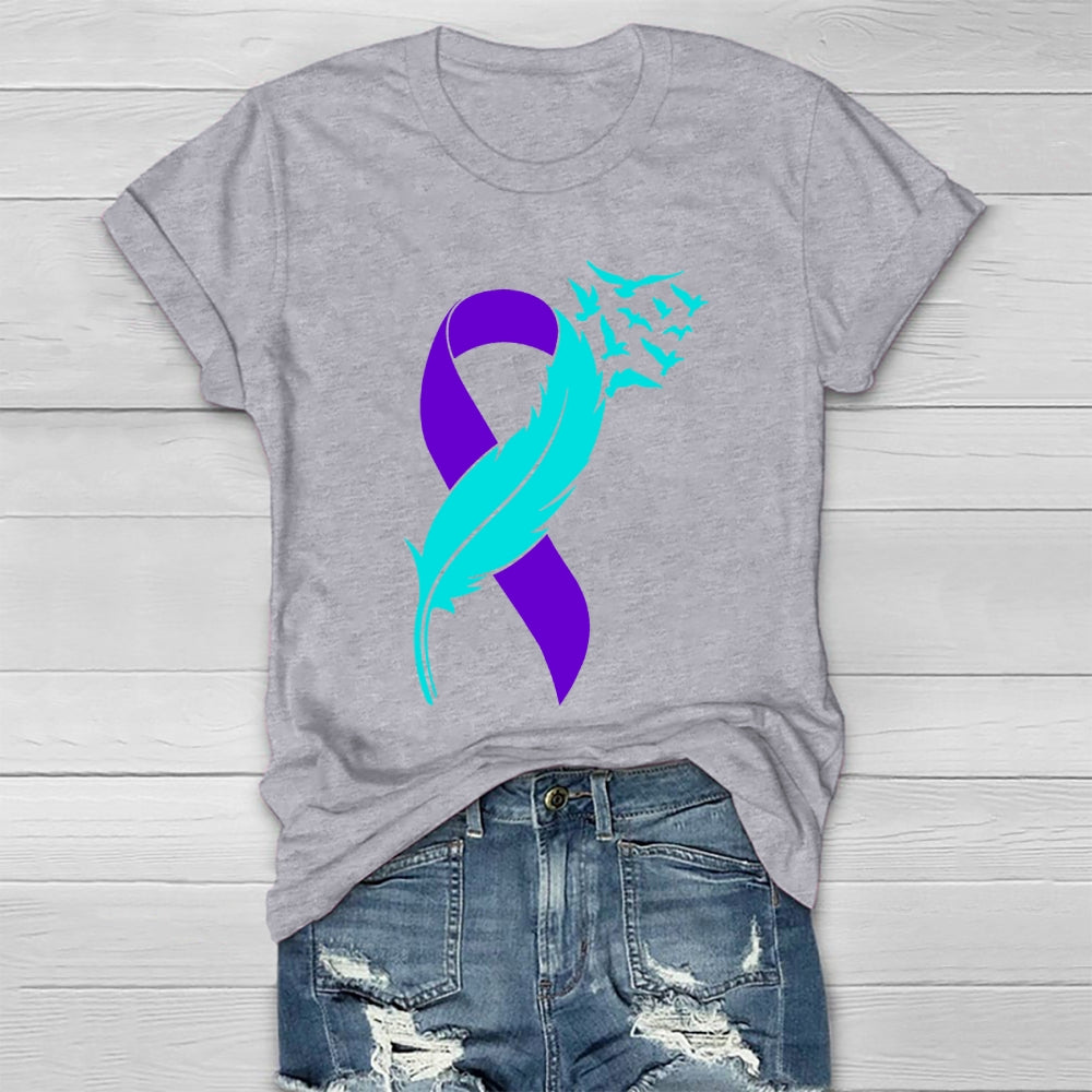 Suicide Prevention Awareness Teal Purple Ribbon  T-shirt