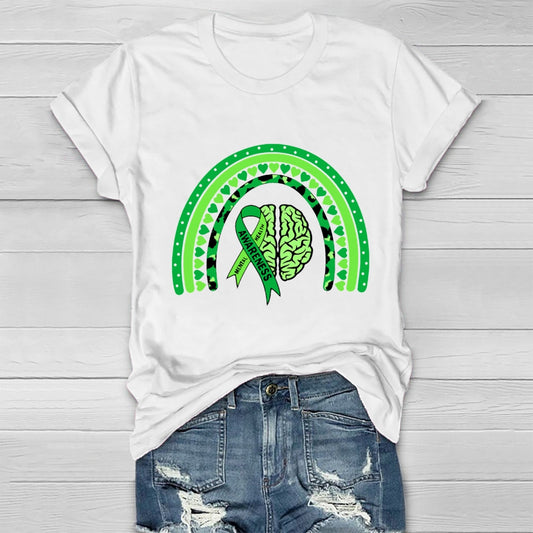 Mental Health Awareness Green Rainbow T-shirt