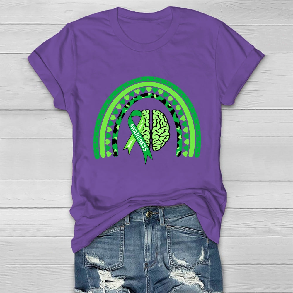 Mental Health Awareness Green Rainbow T-shirt