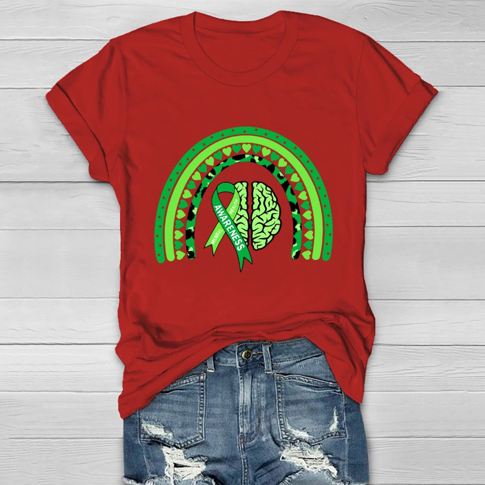 Mental Health Awareness Green Rainbow T-shirt