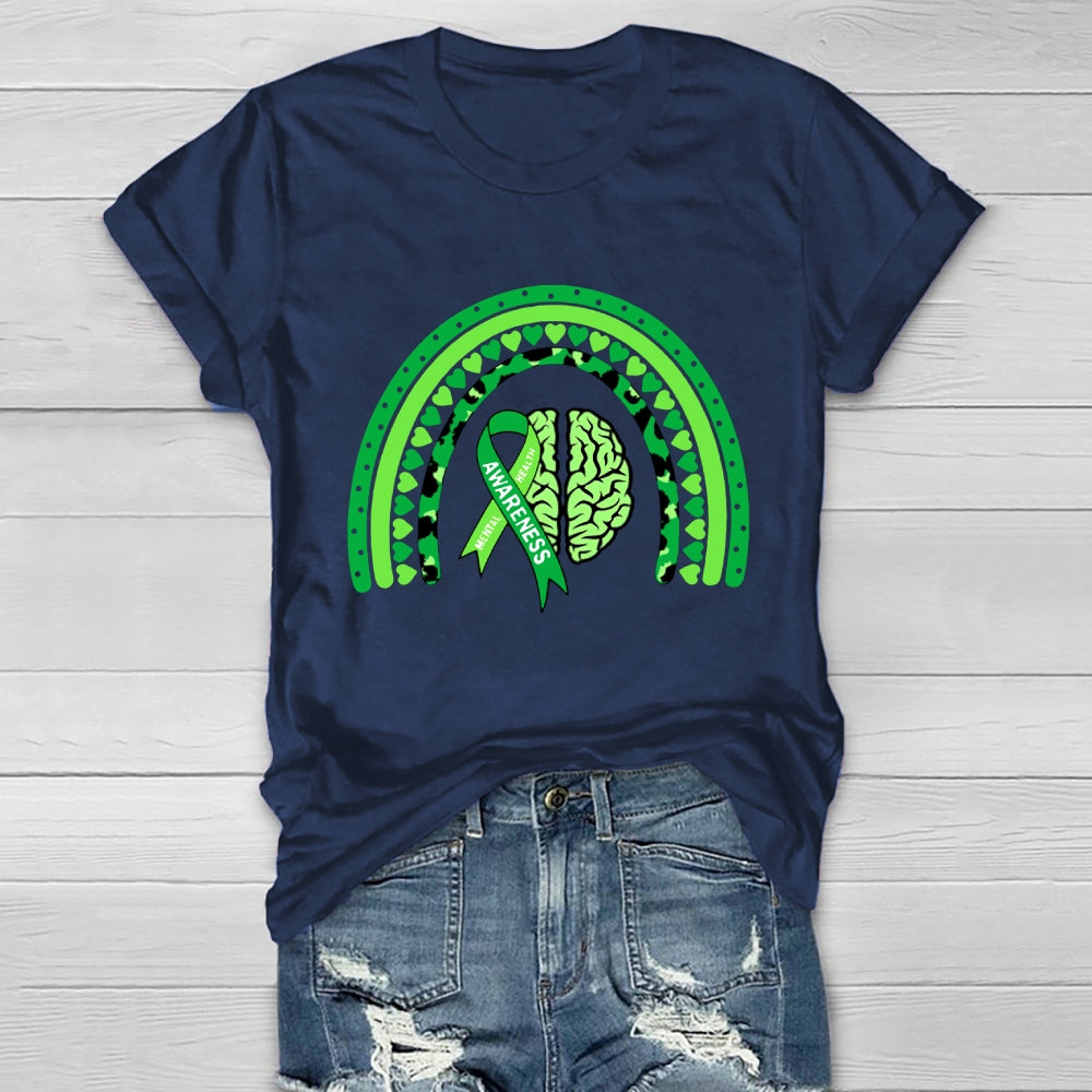 Mental Health Awareness Green Rainbow T-shirt