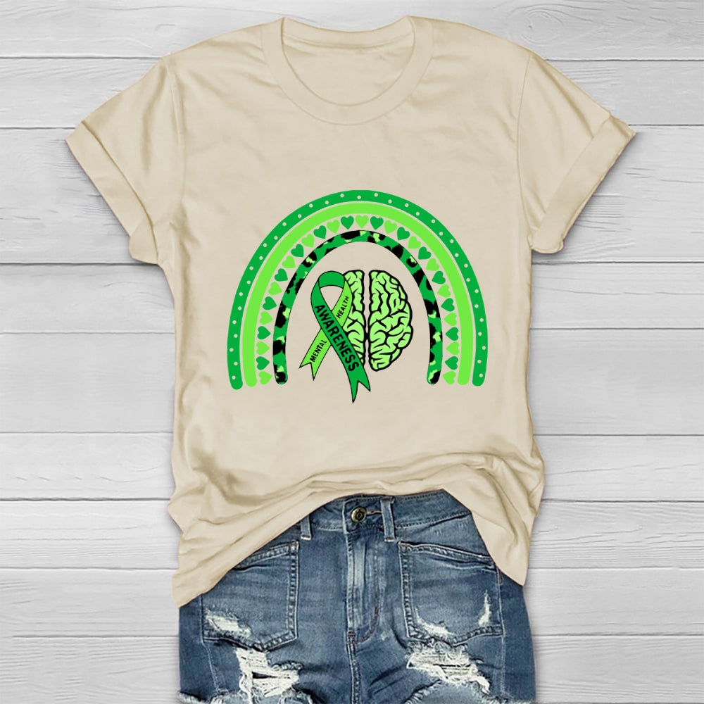 Mental Health Awareness Green Rainbow T-shirt