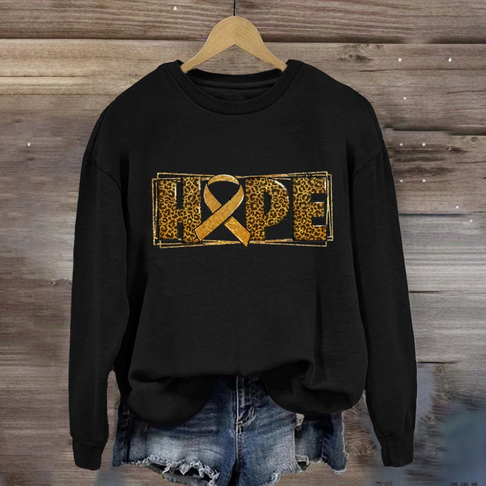 Leopard Hope Golden Ribbon Sweatshirt