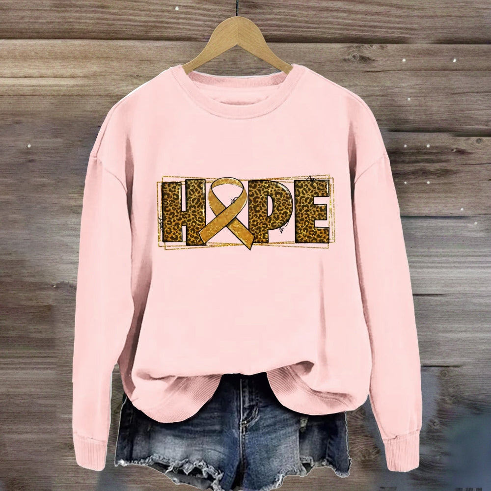 Leopard Hope Golden Ribbon Sweatshirt