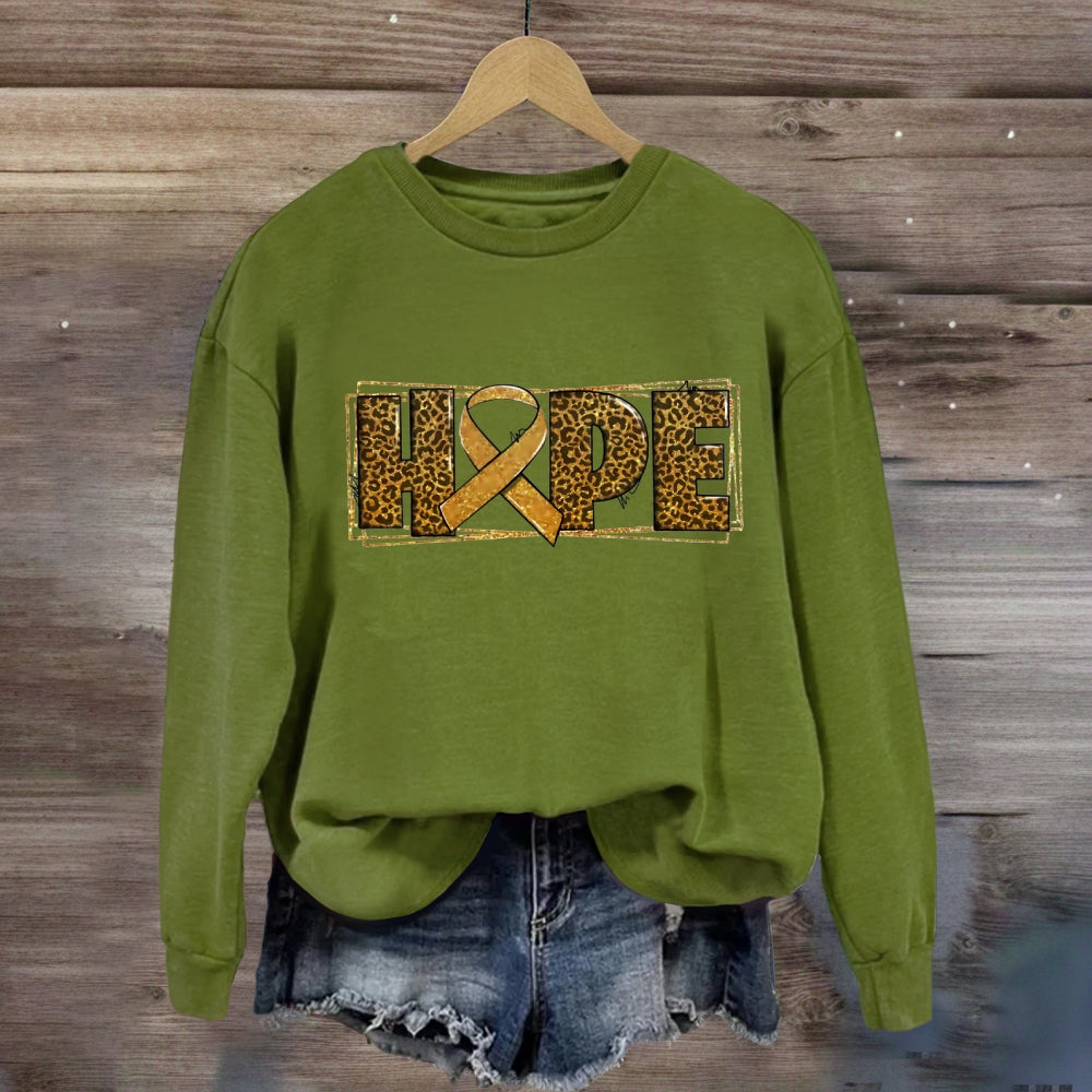 Leopard Hope Golden Ribbon Sweatshirt
