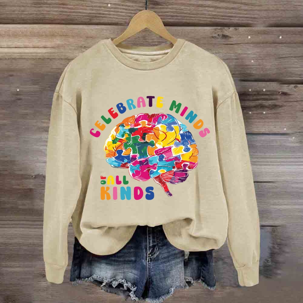 Celebrate Minds Of All Kinds Colorful Brain Sweatshirt