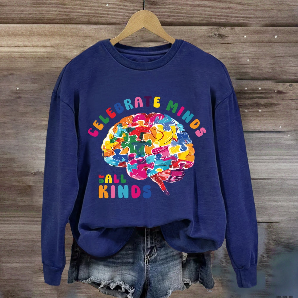 Celebrate Minds Of All Kinds Colorful Brain Sweatshirt