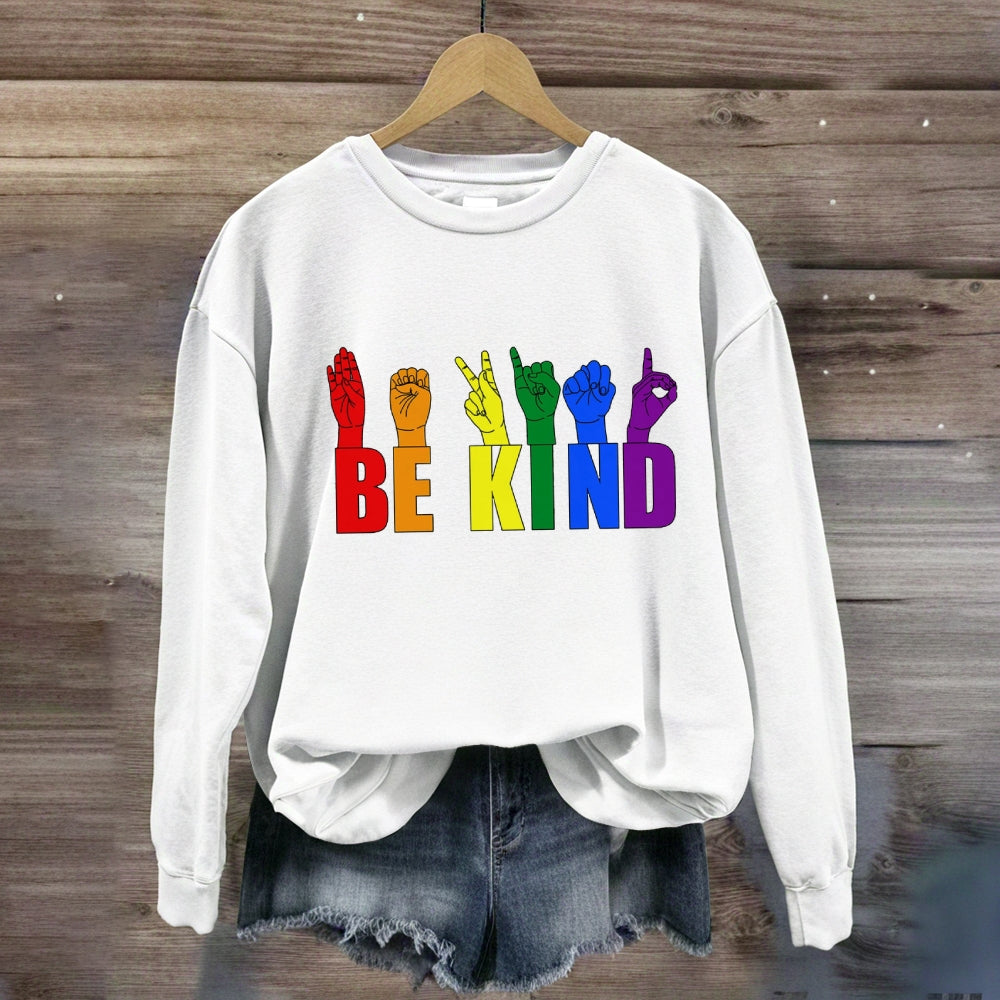 Be Kind Colorful Hand Sign Sweatshirt