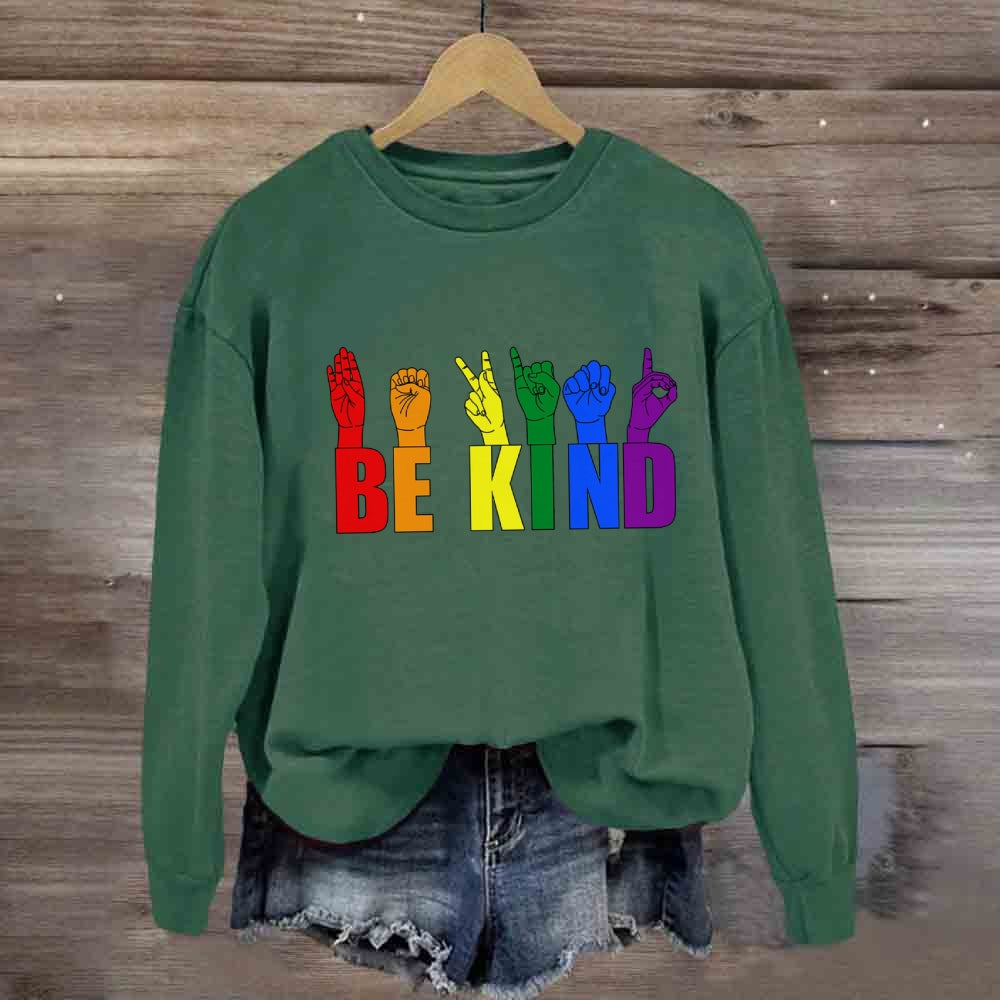 Be Kind Colorful Hand Sign Sweatshirt