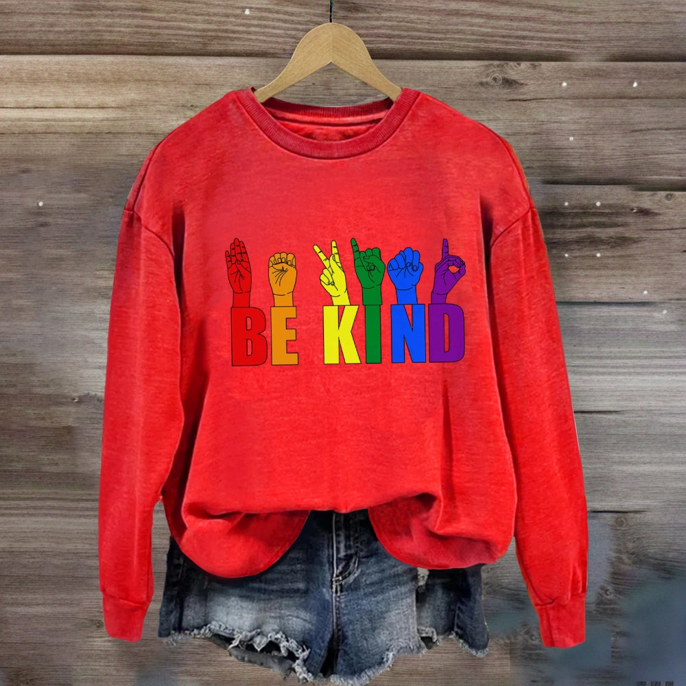 Be Kind Colorful Hand Sign Sweatshirt