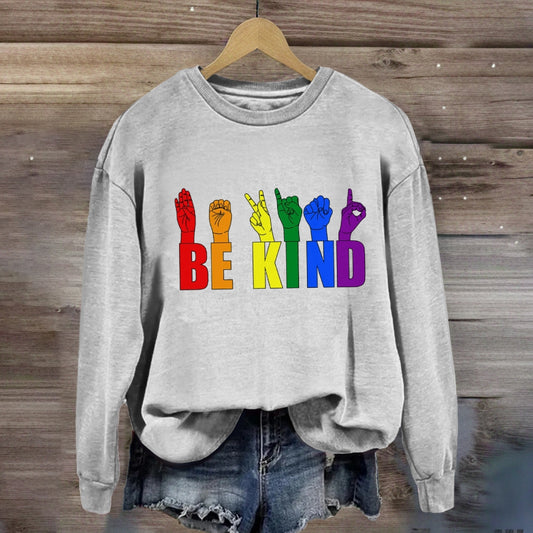 Be Kind Colorful Hand Sign Sweatshirt