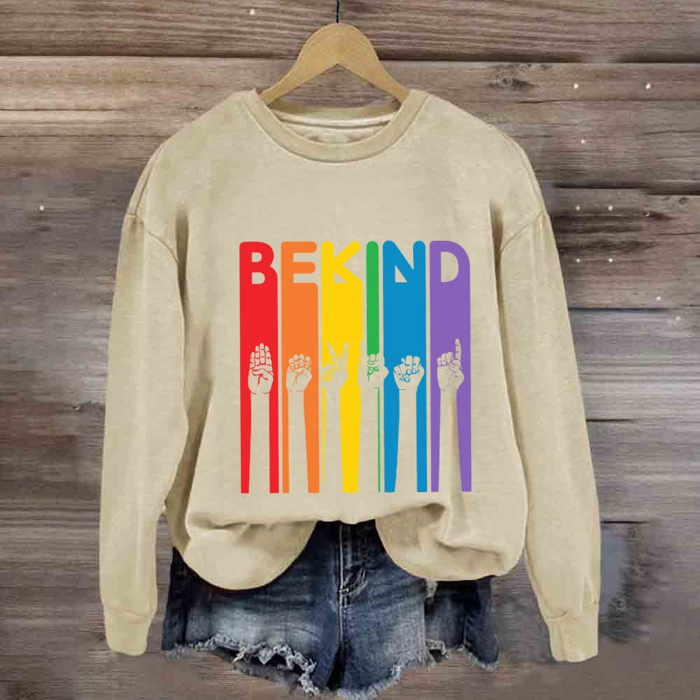 Be Kind Colorful Letter Hand Sign Sweatshirt