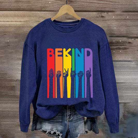 Be Kind Colorful Letter Hand Sign Sweatshirt