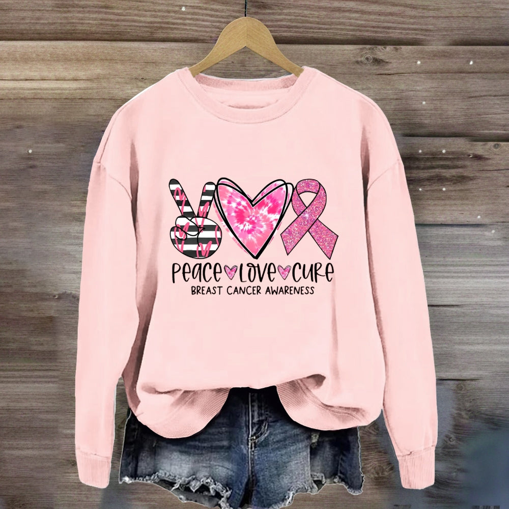 Peace Love Cure Breast Cancer Awareness Sweatshirt