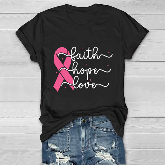 Faith Hope Love Breast Cancer Awareness Healthwear T-shirt
