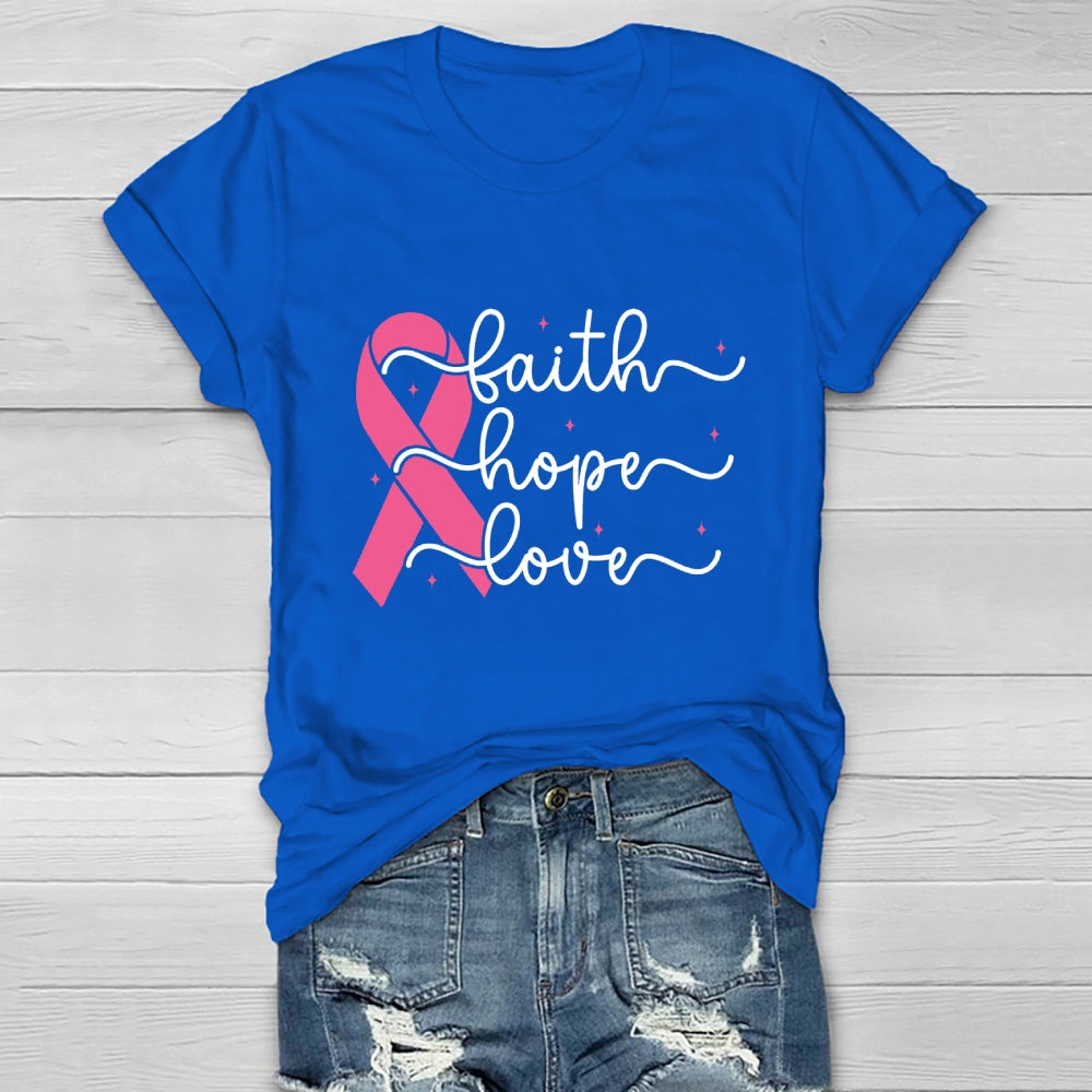 Faith Hope Love Breast Cancer Awareness Healthwear T-shirt