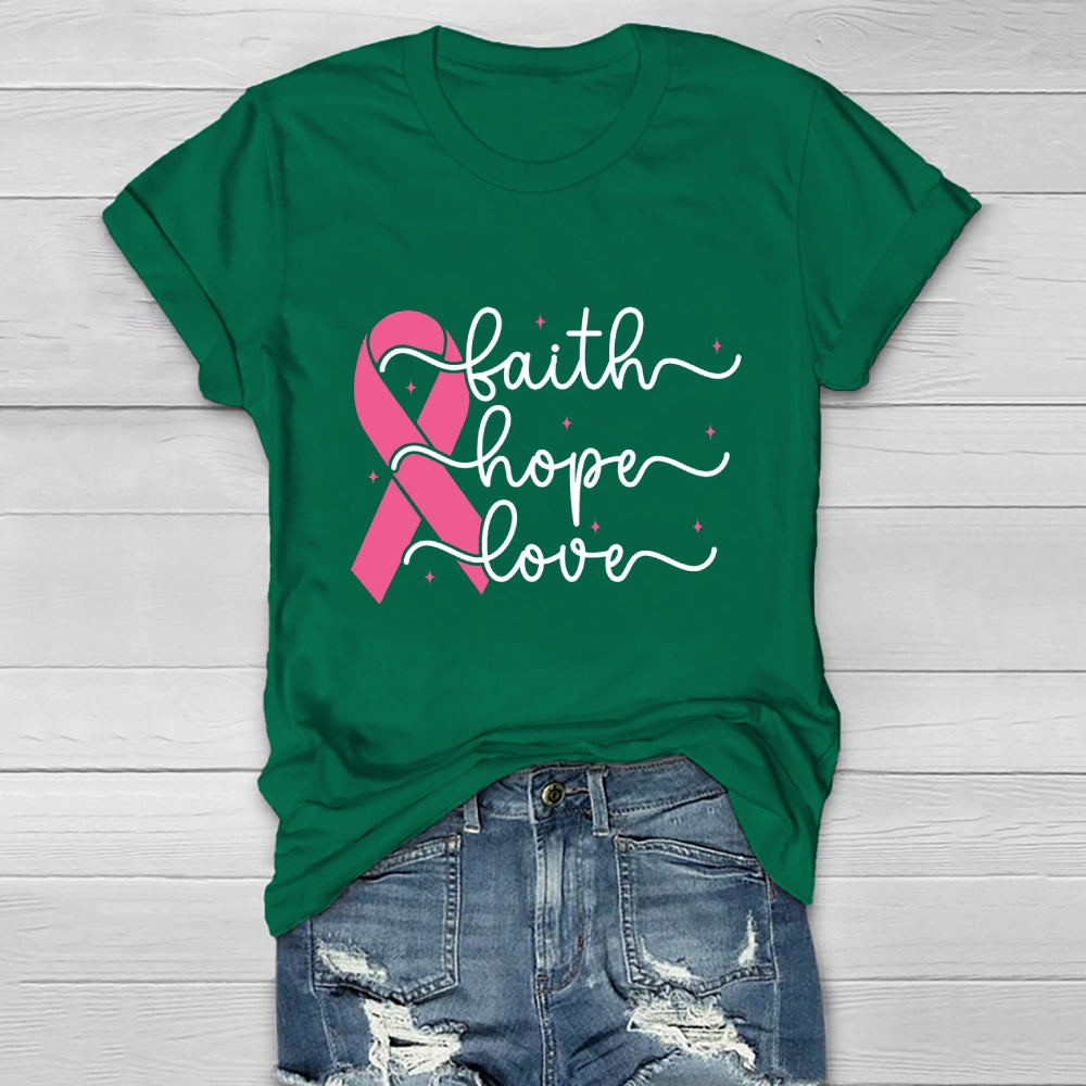 Faith Hope Love Breast Cancer Awareness Healthwear T-shirt