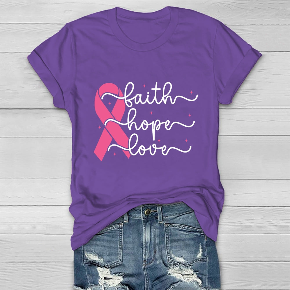 Faith Hope Love Breast Cancer Awareness Healthwear T-shirt