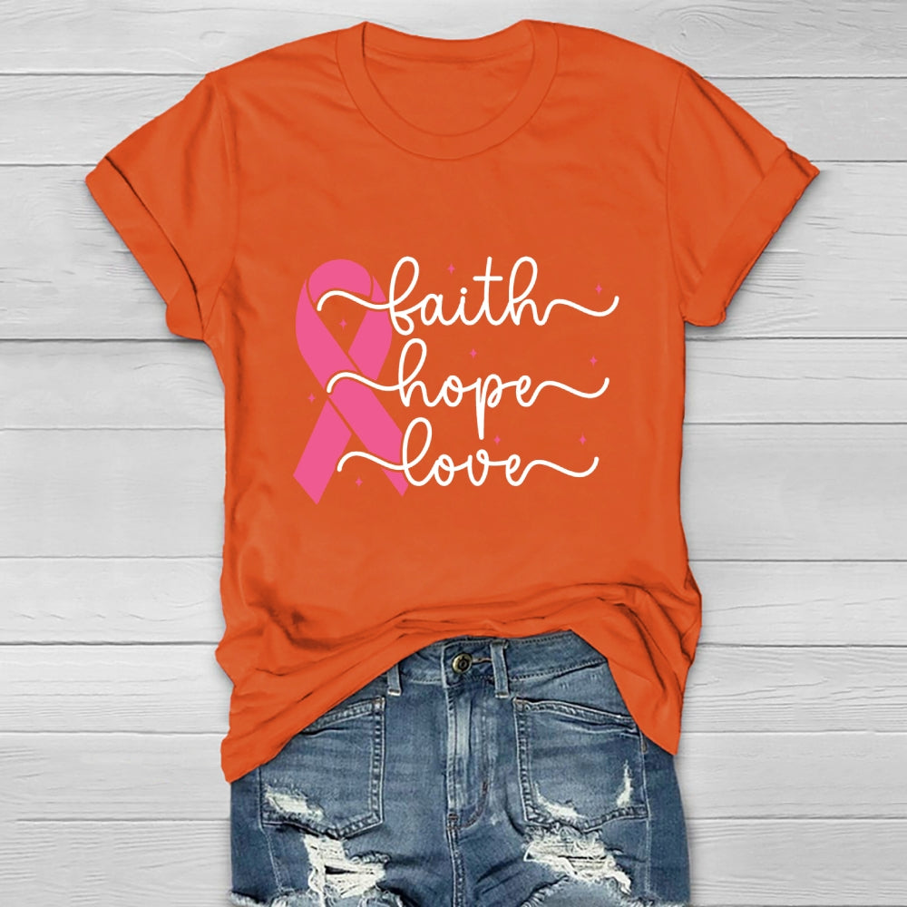 Faith Hope Love Breast Cancer Awareness Healthwear T-shirt