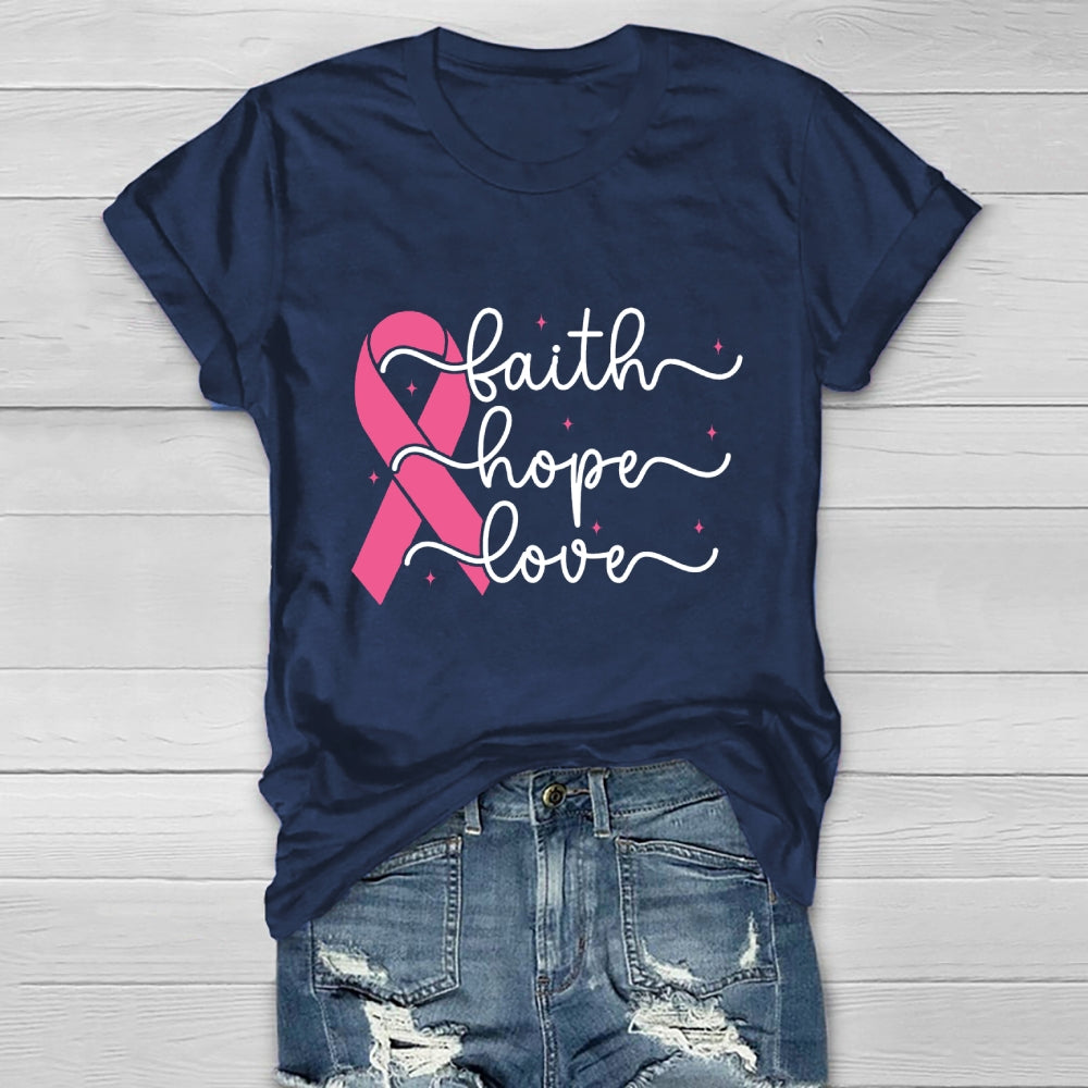 Faith Hope Love Breast Cancer Awareness Healthwear T-shirt